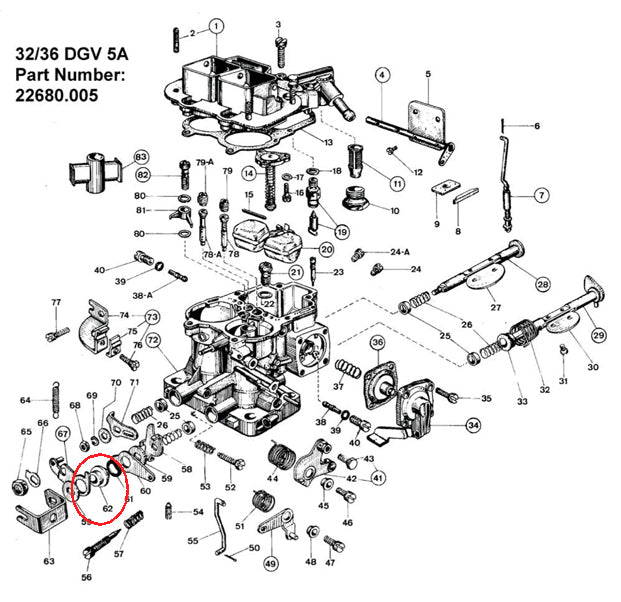 Bague levier / accÃ©lÃ©rateur Carburateur Weber 32 36 DGV