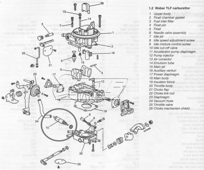 Idle Stop Valve for WEBER 32 TLF Carburetor