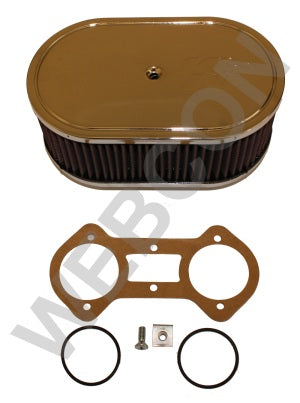 Filtre à air chrome oval 152mm Carburateur WEBER 48 IDA