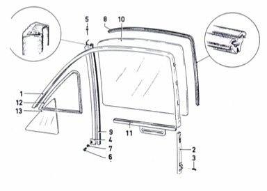 U-channel window seal for Ford Escort MK1