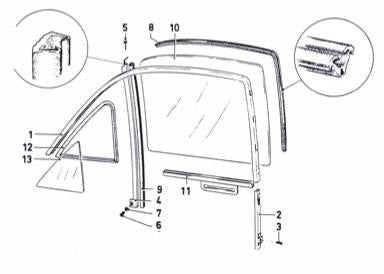 U-shaped window seal for Ford Capri MK1 MK2 MK3